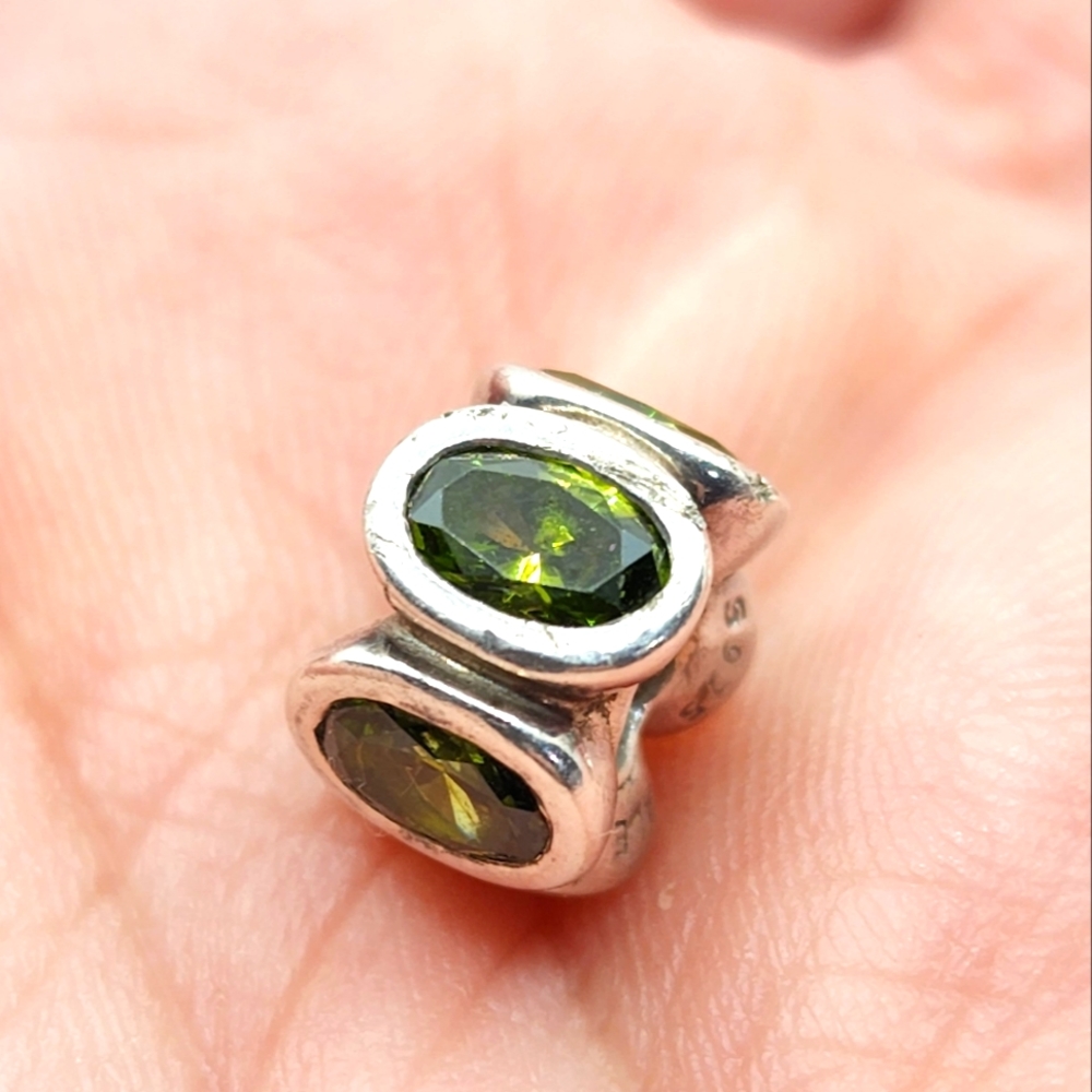 Pandora Cz Emerald Green Oval Lights Charm Bead 925 Sterling Silver
